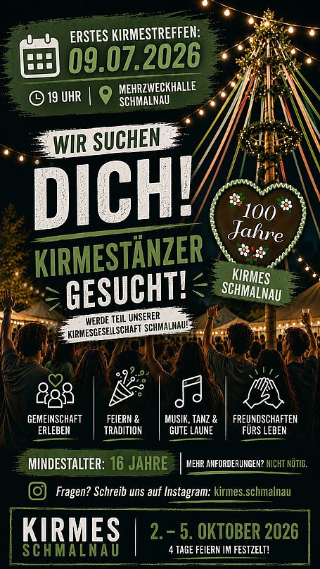Einladung zum ersten Kirmestreffen  am 09.07.2026 um 19:00 Uhr an der MZH Schmalnau